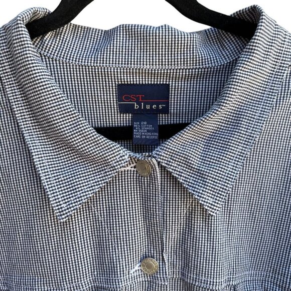 CST Blues Vintage Womens Gingham Button-Front Stretch Preppy Cropped Jacket 28 - Picture 4 of 9